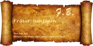 Fráter Benjámin névjegykártya